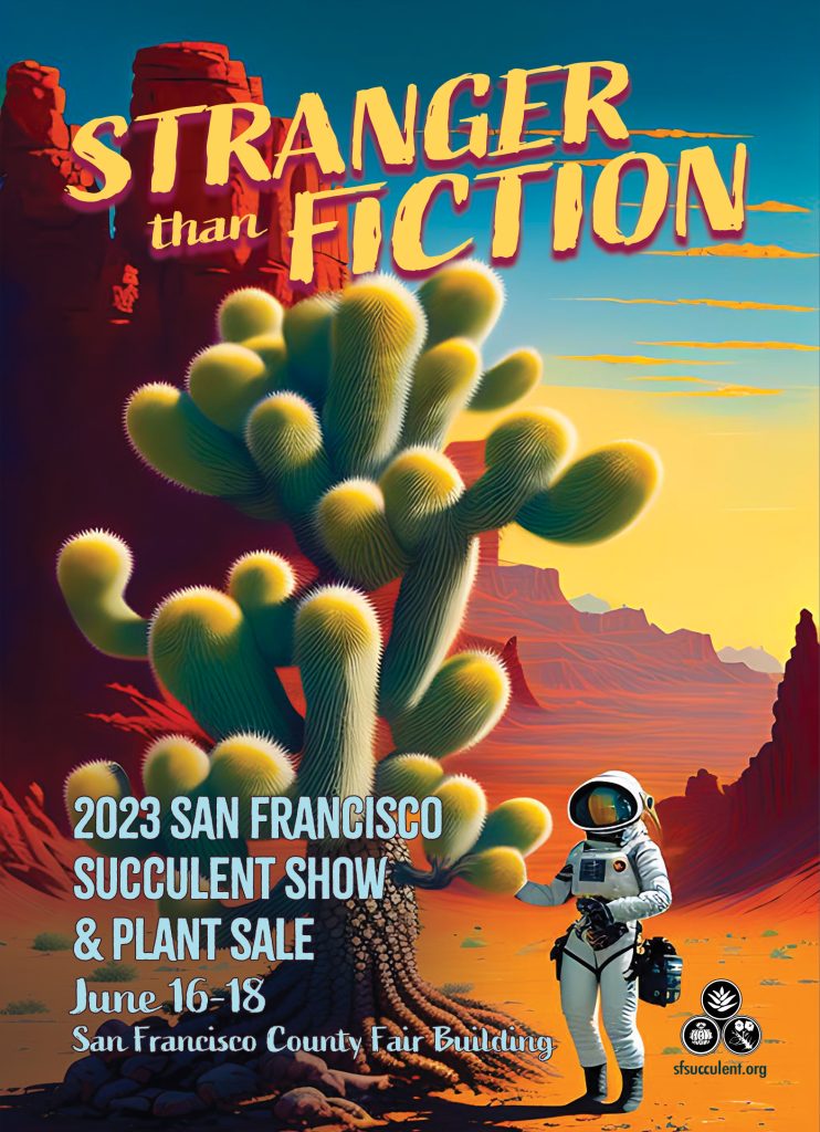 Stranger than Fiction - flyer front. an image of an astronaut finding a strange cactus in an alien desert landscape. All text is included in page contents