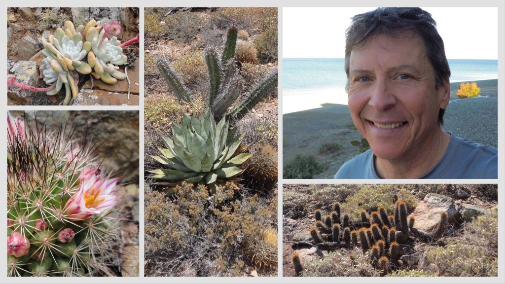 Our speaker Peter Breslin and several Baja Island endemic cacti and succulents